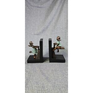 Black Polystone Bookends with Swing Set